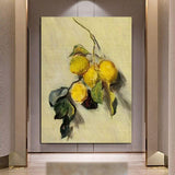 Hand Painted Monet Impression Branch of Lemons 1883 Abstract Art Oil Painting Decorations