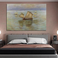 Ručne maľované rybárske člny Monet v Pourville 1882 Abstraktná krajina Olejomaľba Umenie Dekorácia izby