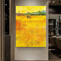 Rankomis tapytas Van Gogas žiūri į Arlį iš kviečių lauko aliejiniai paveikslai ant drobės impresionistinis sienų menas