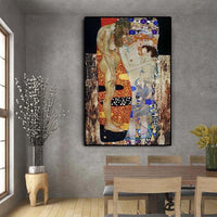 Handgemoolt Wandkunst Canvas Skandinavesch Gustav Klimt vun The Three Ages of Woman Uelegmolerei