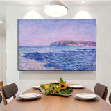 Art de paret de paisatge abstracte modern pintat a mà Famoses ombres de Monet al mar a la pintura de Pourville Decoració d'habitació nòrdica