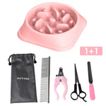 Dog Bowl Pet Slow Feeder Anti Choking Eating Dish Water Food Plate Dog Grooming Products Nail Clipper Trimmer Scissors Hair Comb