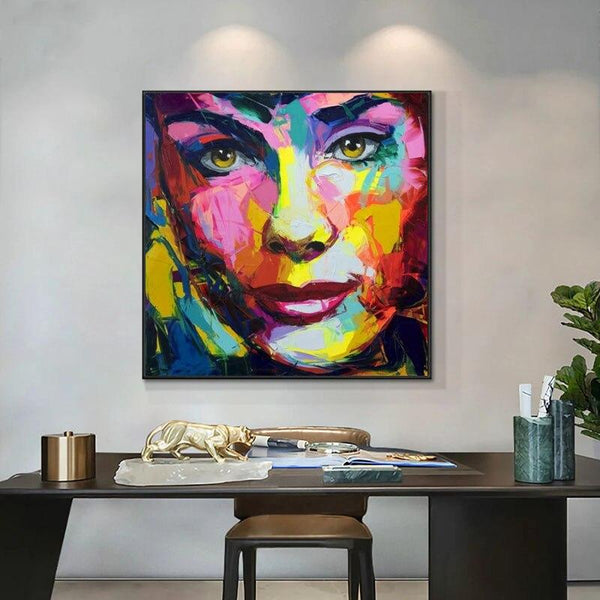 Hand Painted Palette knife portrait Cool Face Art Francoise Nielly Designer Oil painting canvas Wall