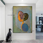 Modern El Boyalı Duvar Sanatı Picasso Ünlü Soyut Kalp Yatak Odası ArtWork
