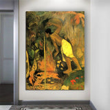 Hand Painted Oil Painting Paul Gauguin Mysterious Water Figure Landscape Nordic Abstract Retro