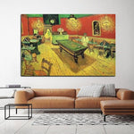 نقاشی های رنگ روغن معروف ون گوگ نقاشی شده با دست، تزئینات هنری روی بوم کافه شب