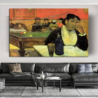 Hand Painted Oil Painting Paul Gauguin Night Café in Arles Figure Nordic Abstract Retro Wall Art