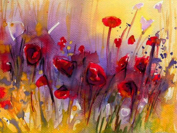 DIY Painting By Number Poppy Flower Kits For Adults Handpainted On Canvas DIY Painting By Numbers Sea Of Flowers Home Decor
