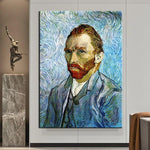 Seni Dinding Karakter Kesan Potret Diri Master-Van Gogh Ekspresionis yang Dilukis dengan Tangan