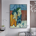Пикассо эки акробат Арлекин жана анын шериги Кол менен боёлгон Art Canvas