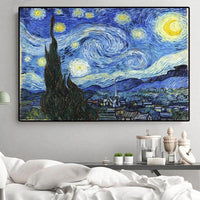 Ručno oslikana zidna umjetnost Pejzaž zvjezdanog neba Impression Van Gogh