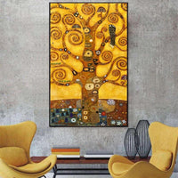 Handmålad Tree Of Life Väggkonst Canvasmålning Gustav Klimt Oljemålningars dekoration