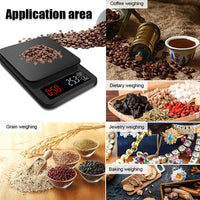 3 kg/0.1 g 5 kg/0.1 g Vaga za kavu s mjeračem za kavu Prijenosna elektronička digitalna kuhinjska vaga LCD zaslon Vaga za kavu