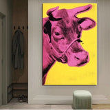 Käsinmaalatut värikkäät lehmä Andy Warhol eläinöljymaalaukset seinätaide Abstrakti moderni
