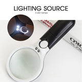 Osvetljena povečevalna očala za branje Ročna povečevalna stekla z LED lučko Povečevalno steklo s 3x/45x povečavo
