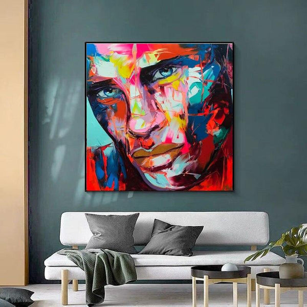 Face Oil Painting Hand Painted Francoise Nielly Style Portrait Canvas Painting Art Home Office Club Bar Mural Poster