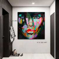 Modern Francoise Nielly Style Canvas Painting Palette Knife Face Wall Art