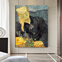 Hand Painted Van Gogh Oil Painting Portrait of Dr. Jia She Abstract Canvas Art Wall House Decor Murals