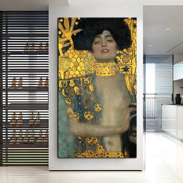 Hand Painted Gustav Klimt Judith and the Head of Holofernes Abstract Oil Painting Classic Wall Art