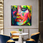 Hand Painted Modern Francoise Nielly Style Palette Knife Portrait Face Character Figure Canvas Wall Art Para sa Pamumuhay