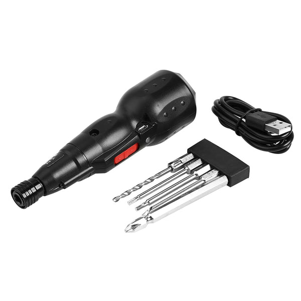 Electric Screwdriver with 5pcs Bits LED Lighting Security Screwdriver Tool Drill Bit USB Rechargeable Cordless Screw Drivers