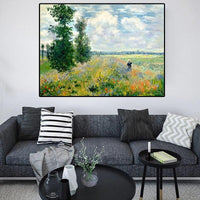 Manus picta Monet Poppies In Argenteui Landscape Canvas Painting Wall Art
