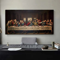 ציורי שמן מצוירים ביד אמנות קלאסית בד אמנות קיר נוצרית לסעודה אחרונה של דה וינצ'י