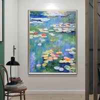 Ръчно рисувана известна картина на Моне с маслени бои Водна лилия Платно Изкуство Модерни домашни стенни декоративни картини
