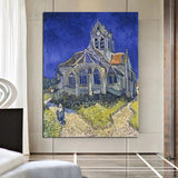 Hand Painted Van Gogh Oil Painting Orville's Church Abstract Canvas Art Wall House Decors