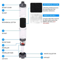 Резервоар за рибен тор Колектор за аквариум Колектор за отпадни води Рибна тоалетна Напълно прозрачен филтър за автоматично почистване 4W-10W