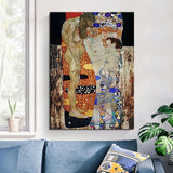 Ručne maľované plátno škandinávskeho Gustava Klimta olejomaľbou The Three Ages of Woman