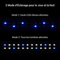 Luz LED para acuario, iluminación impermeable para el crecimiento de plantas de agua dulce, lámpara LED blanca y azul para pecera, 16W para acuario de 45-61cm
