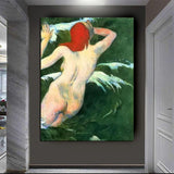 Hand Painted Oil Painting Paul Gauguin In the Waves Figure Nude Nordic Abstract Retro