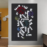 Hand Painted Abstract Wassily Kandinsky Black Letters Canvas Wall Art Room