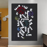 Käsinmaalattu abstrakti Wassily Kandinsky mustat kirjaimet kankaalle seinätaidehuone