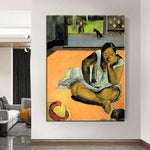 Pintura a l'oli pintada a mà de Paul Gauguin Figura hosca o silenciosa Art de paret abstracte retro clàssic Decoració de passadís