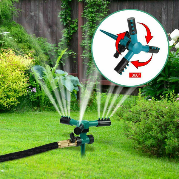 Garden Sprinkler Automatic Watering Grass Lawn 360 Degree Sprayer Irrigation Water Sprinkler 3 Rotary Nozzle Gardening Tools