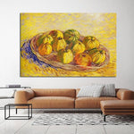Ročno poslikano Van Goghovo tihožitje in košara jabolk Znana oljna slika Platno Stenska umetniška dekoracija