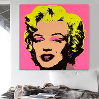 Andy Warhol Marilyn Monroe Péinteáil Ola Lámhphéinteáilte Canbhás Ealaíne Teibí