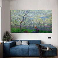 Pintado a mano Claude Monet Impresión Un huerto en primavera 1886 Paisaje Arte Pintura al óleo Lienzo Habitaciones