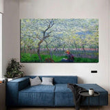 Hand Painted Claude Monet Impression An Orchard in Spring 1886 Landscape Art Oil Painting Canvas Rooms