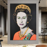 Håndmalet Queen Elizabeth II lærred Håndmalede oliemalerier Andy Warhol Wall Arts