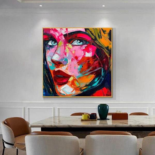 Nielly Francoise Art Hand Painted People Face Oil Painting on Canvas for Wall Decor Abstract Knife Figure Face Posters