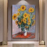 Ζωγραφισμένο στο χέρι Monet Impression Bouques of Sunflowers 1880 Abstract Art Ελαιογραφίες Διακόσμηση εισόδου