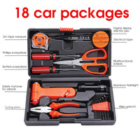 18pcs Hand Tools Multi-tool Kit Household Repair Tool Set Screwdriver Wrench Cutting Pliers Safety Hammer Scissors Flashlight