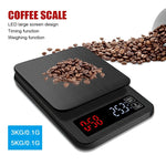 3kg/0.1g 5kg/0.1g Droppkaffevåg med timer Bärbar elektronisk digital köksvåg LCD-skärmsvåg Vikt för kaffe