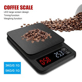 3 kg/0.1 g 5 kg/0.1 g drypp kaffevekt med timer Bærbar elektronisk digital kjøkkenvekt LCD-skjermvekt Vekt for kaffe