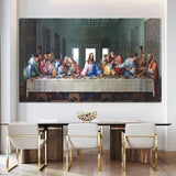 Leonardo Da Vinci rankomis pieštas paveikslas „Paskutinės vakarienės drobė“ ant sienos meno, garsaus Jėzaus