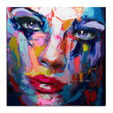 Ručně malovaný obraz na plátně Nielly Style Francoise Abstraktní portrét ženy Modrý obličej olejomalba