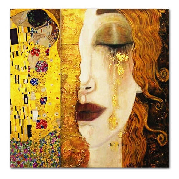 handmade Oil painting Reproduction Golden Tears by Gustav Klimt